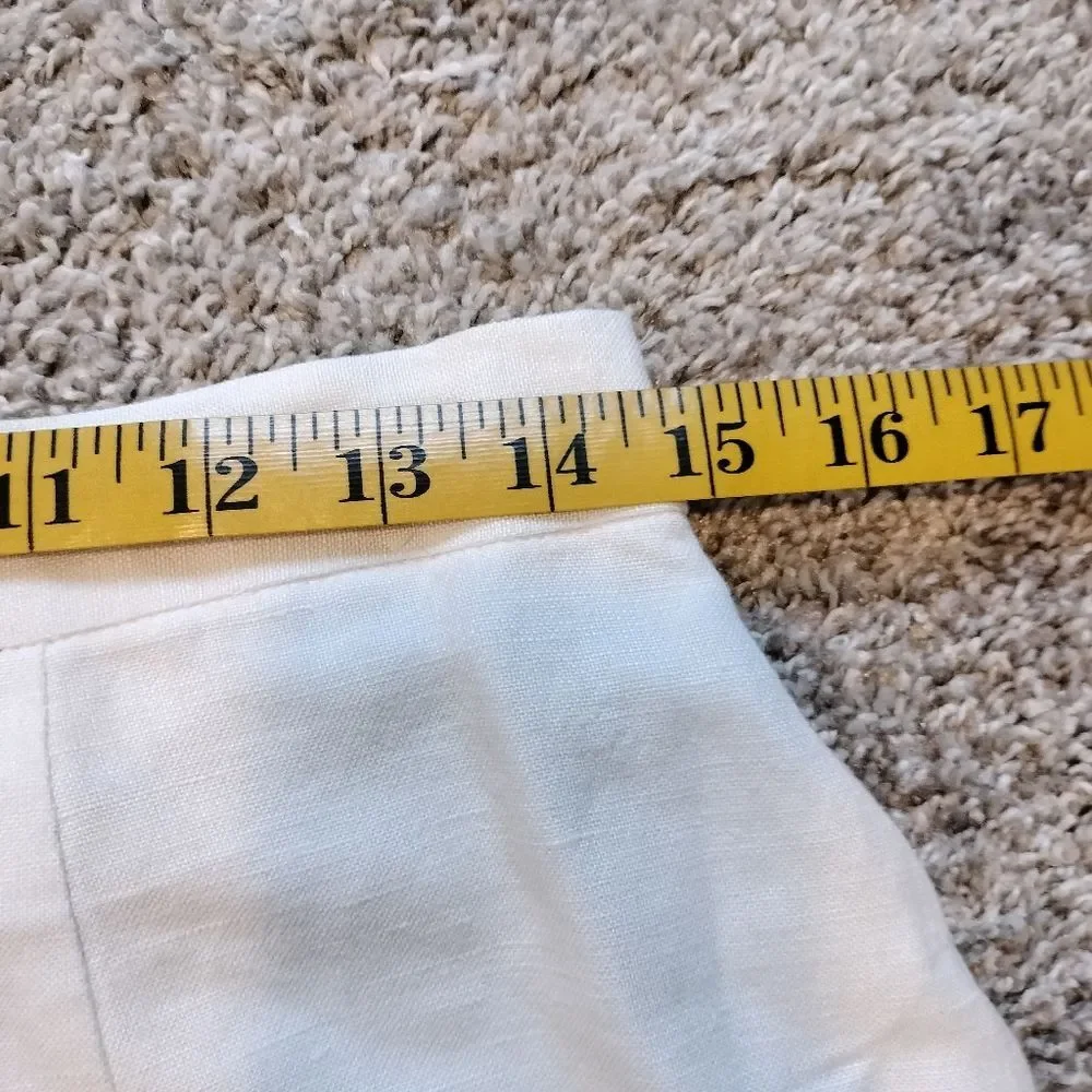 White Linen Blend Retro Women's Mini Pencil Skirt Sz 12